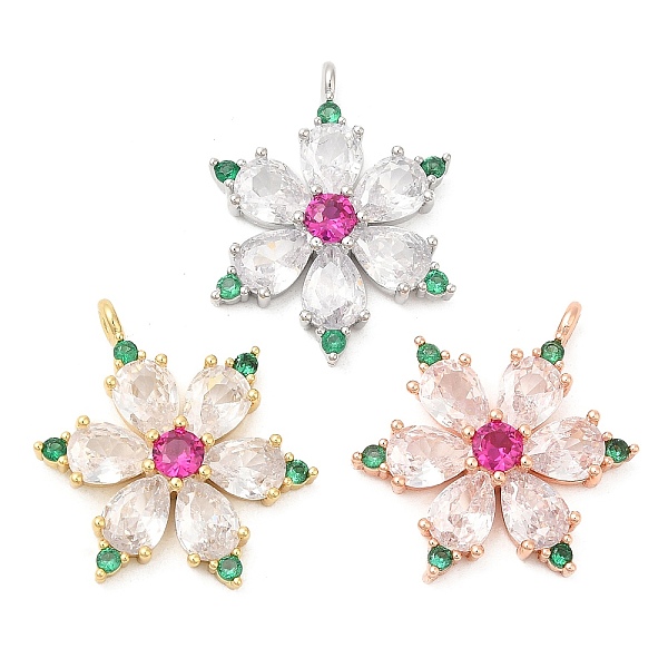 

PandaHall Rack Plating Brass Pave Cubic Zirconia Pendants, Long-Lasting Plated, Cadmium Free & Lead Free, Snowflake, Mixed Color..., Clear