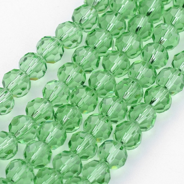 

PandaHall Transparent Glass Bead Strands, Imitate Austrian Crystal, Faceted(32 Facets), Round, Light Green, 6mm, Hole: 1mm, about...