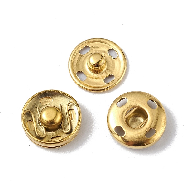 

PandaHall Ion Plating(IP) 202 Stainless Steel Snap Buttons, Garment Buttons, Sewing Accessories, Golden, 12x4.5mm Stainless Steel Flat Round
