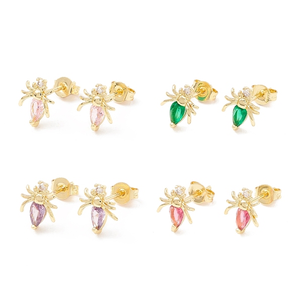 

PandaHall Brass Micro Pave Cubic Zirconia Stud Earring, Real 18K Gold Plated, Spider, Mixed Color, 9.5x8mm, Pin: 1mm Cubic Zirconia Spider..., Multicolor