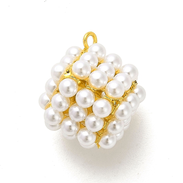 

PandaHall Rack Plating Brass with Plastic Pearl Pendants, Long-Lasting Plated, Lead Free & Cadmium Free, Cube Charms, Real 18K Gold Plated..., White