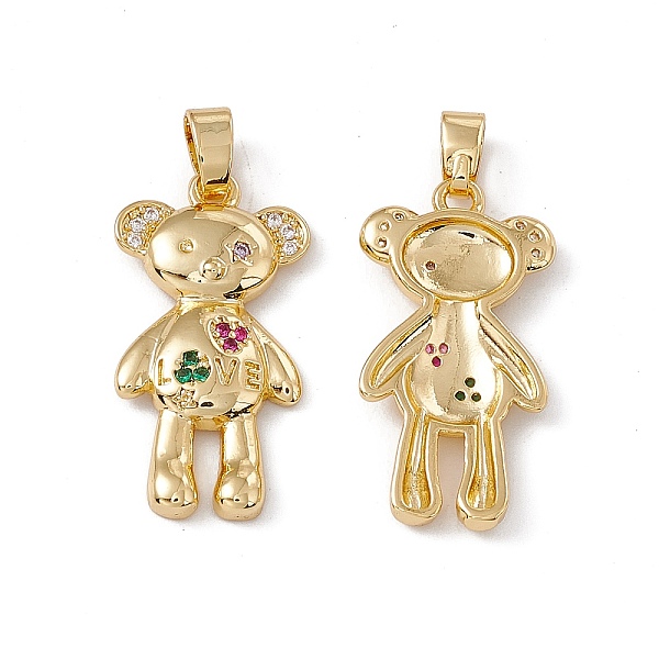 

PandaHall Brass Micro Pave Cubic Zirconia Pendant, with Glass, Real 18K Gold Plated, Bear with Word Love Charm, Colorful, 24x12.5x3mm, Hole..., Multicolor