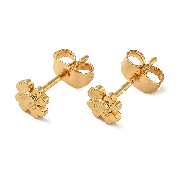

PandaHall Brass Earrings, Real 18K Gold Plated, Flower, 6x6mm Brass Flower