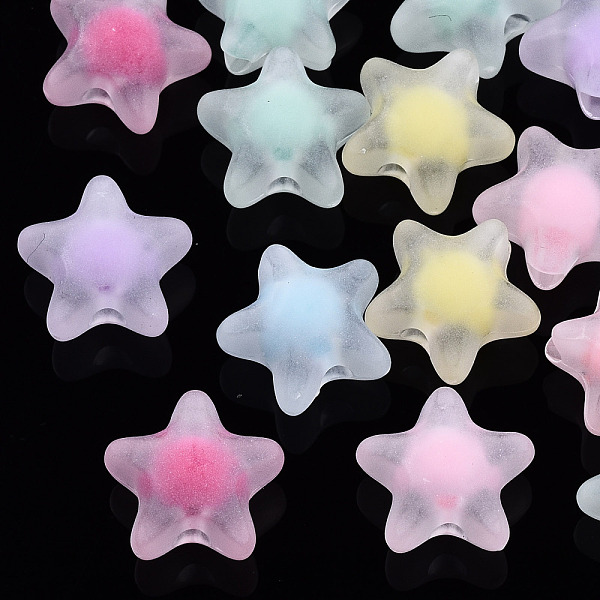 

PandaHall Transparent Acrylic Beads, Frosted, Bead in Bead, Star, Mixed Color, 11x11.5x7mm, Hole: 2mm Acrylic Star Multicolor