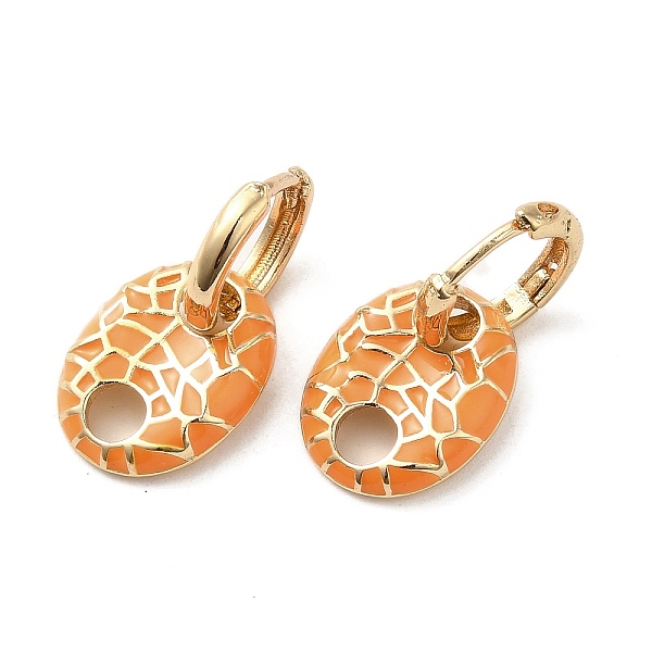 

PandaHall Oval Real 18K Gold Plated Brass Dangle Hoop Earrings, with Enamel, Orange, 21.5x11.5mm Brass Oval Orange