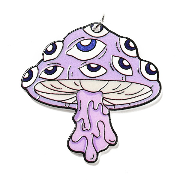 

PandaHall Embossed Printed Acrylic Big Pendants, with Iron Jump Ring, Mushroom, 50x49.5x2.5mm, Hole: 5mm Iron+Acrylic Mushroom Purple
