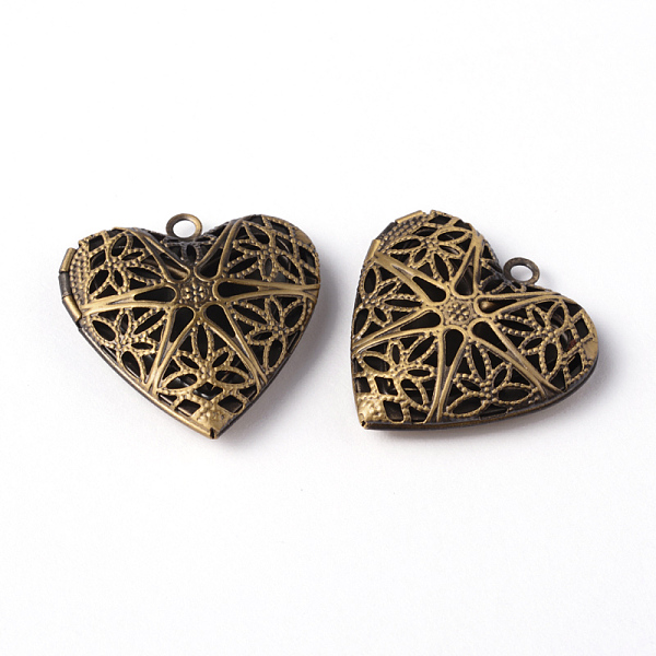 

PandaHall Brass Diffuser Locket Pendants, Picture Frame Charms for Necklace, Antique Bronze, Heart, about 26mm in diameter, hole: 2mm Brass...