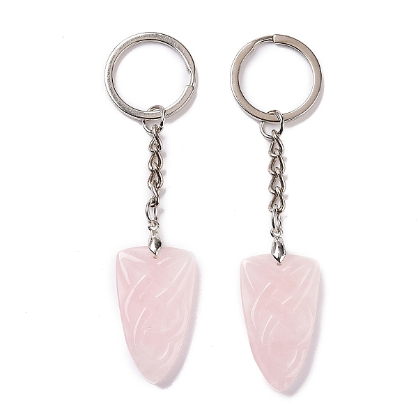 

PandaHall Natural Rose Quartz Sailor's Knot Pendant Keychain, with Brass Keychain Ring, 9.5cm Rose Quartz Others
