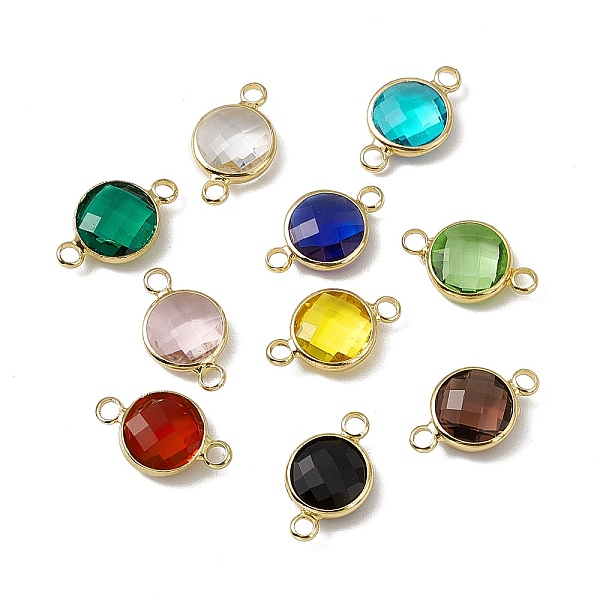 

PandaHall Transparent K9 Glass Connector Charms, with Light Gold Plated Brass Findings, Faceted, Flat Round Links, Mixed Color..., Multicolor