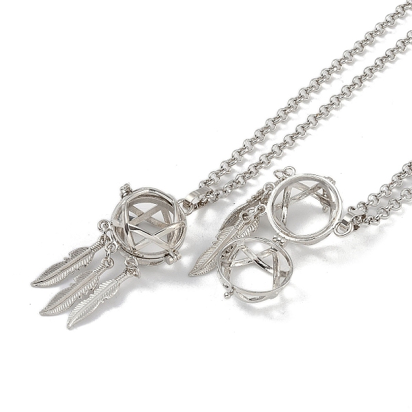 

PandaHall Brass Pendant Necklaces, Iron Rolo Chains, Woven Net/Web with Feather, Platinum, 32.05 inch(814mm) Brass Others