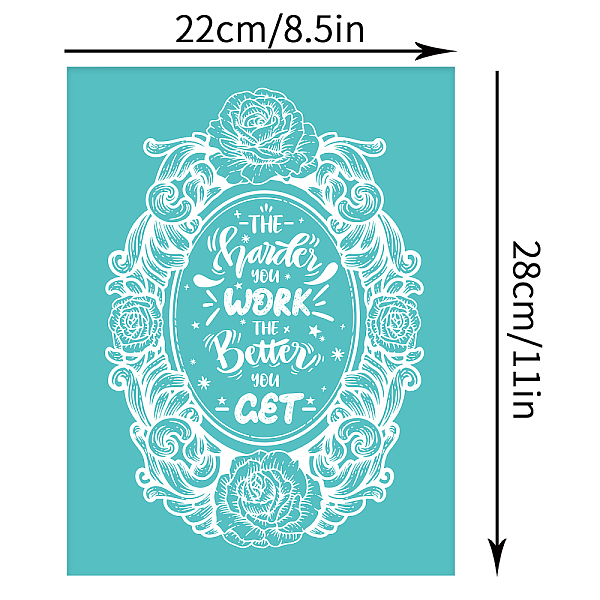 

PandaHall Self-Adhesive Silk Screen Printing Stencil, for Painting on Wood, DIY Decoration T-Shirt Fabric, Turquoise, Rose Pattern, 28x22cm..., Green