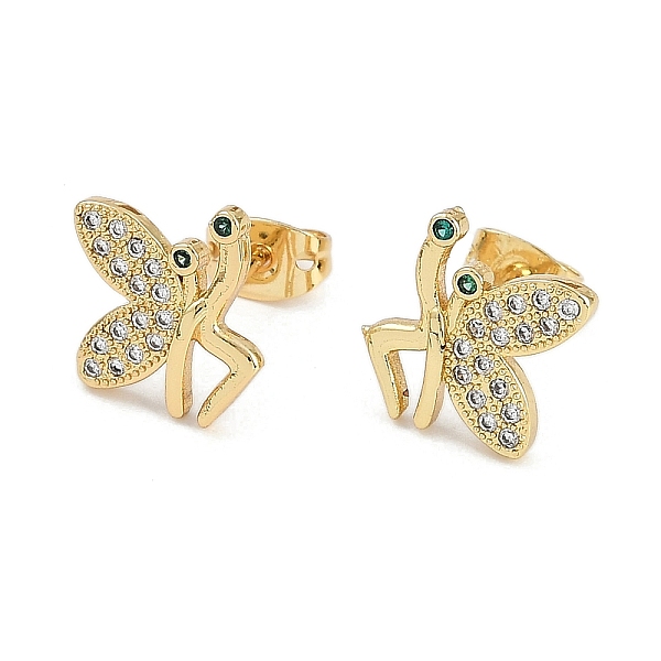 Boucles d'oreilles en laiton avec micro pavé de zircone cubique transparente pour femmes