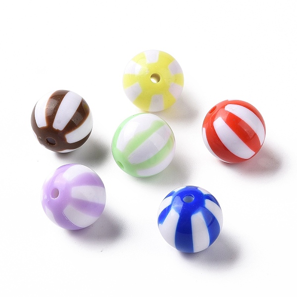 

PandaHall Opaque Acrylic Stripe Beads, Round, Mixed Color, 16x15.5mm, Hole: 2mm, abuot 210pcs/500g Acrylic Stripe Multicolor