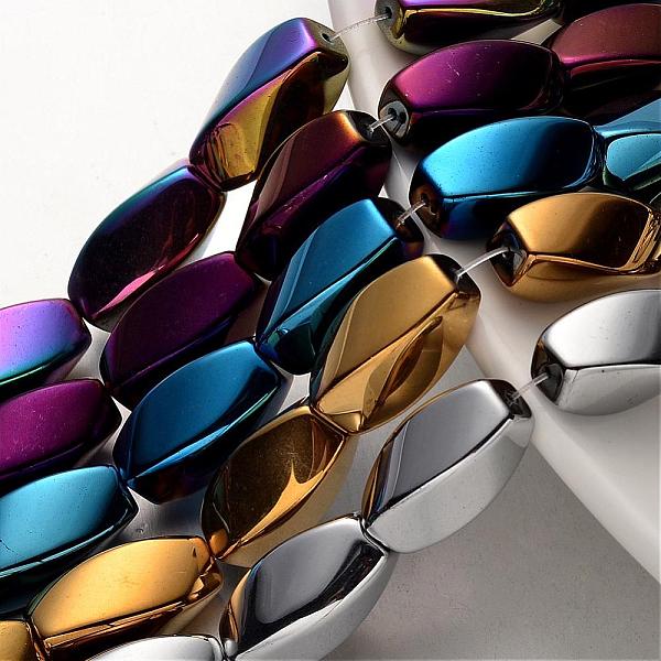 

PandaHall Electroplate Non-magnetic Synthetic Hematite Beads Strands, Twisted Oval, Mixed Color, 12x8mm, Hole: 1mm, about 33pcs/strand, 15.7...