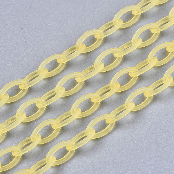 

PandaHall Handmade Transparent ABS Plastic Cable Chains, Oval, Gold, 19.29 inch~19.68 inch(49~50cm), Link: 13x7.5x1.5mm Plastic Gold