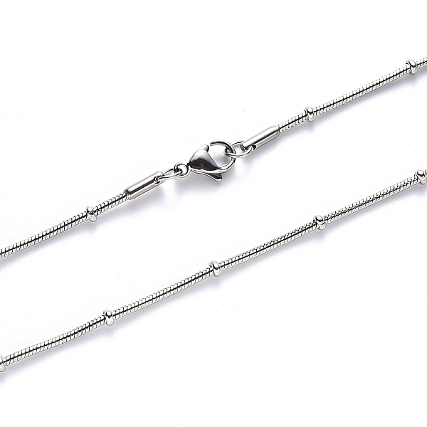

PandaHall 304 Stainless Steel Round Snake Chain Necklace, with Rondelle Beads and Lobster Claw Clasp, Stainless Steel Color, 19.68 inch...