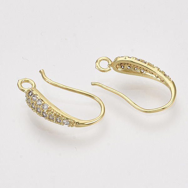 

PandaHall Brass Micro Pave Cubic Zirconia Earring Hooks, with Horizontal Loop, Nickel Free, Clear, Real 18K Gold Plated, 19~20x10~11x4mm...