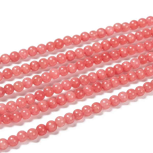

PandaHall Natural Malaysia Jade Bead Strands, Round Dyed Beads, Light Coral, 4mm, Hole: 1mm, about 92pcs/strand, 15 inch Malaysia Jade Round..., Red