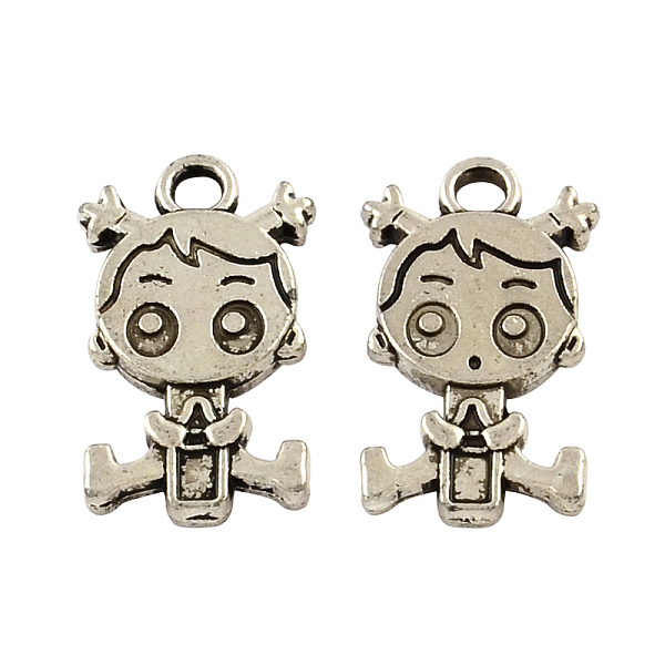 

PandaHall Tibetan Style Alloy Cartoon Girl Pendants, Cadmium Free & Lead Free, Antique Silver, 22.7x13x3mm, Hole: 3mm, about 200pcs/500g...