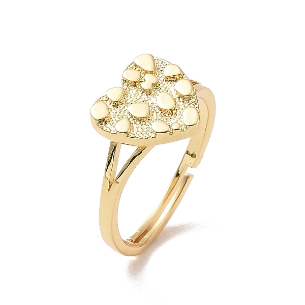 

PandaHall Brass Heart Adjustable Ring for Valentine's Day, Cadmium Free & Lead Free, Real 18K Gold Plated, US Size 5 1/2(16.1mm) Brass