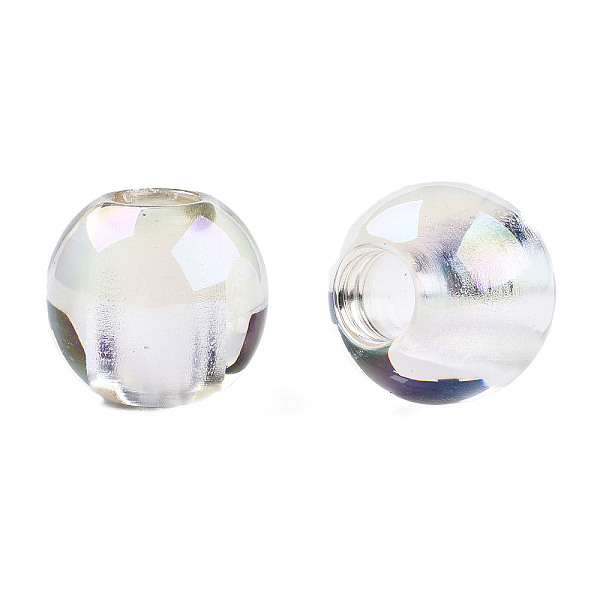 

PandaHall Transparent Resin European Beads, Pearl Luster Plated, Large Hole Beads, Round, Clear, 25x22.5mm, Hole: 9.5mm Resin Round Clear
