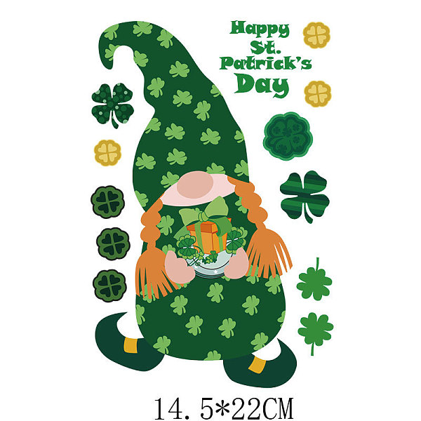 

PandaHall Saint Patrick's Day Theme PET Sublimation Stickers, Heat Transfer Film, Iron on Vinyls, for Clothes Decoration, Gnome, 220x145mm...