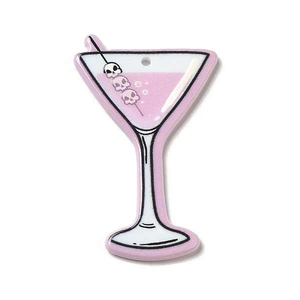 

PandaHall Double-sided Printed Acrylic Pendants, Halloween Theme, Pearl Pink, 47x28x2mm, Hole: 1.5mm Acrylic Tableware