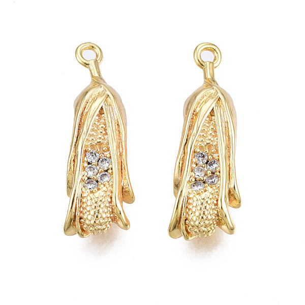 

PandaHall Brass Micro Pave Cubic Zirconia Pendants, Real 18K Gold Plated, Corn, Clear, 21.5x7x6mm, Hole: 1.4mm Brass+Cubic Zirconia...