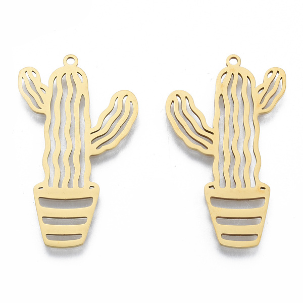 

PandaHall 201 Stainless Steel Pendants, Cactus, Real 18K Gold Plated, 38x23x1mm, Hole: 1.5mm 201 Stainless Steel Cactus