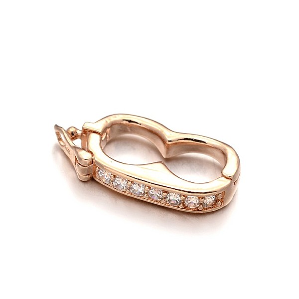 

PandaHall Rack Plating Brass Micro Pave Cubic Zirconia Twister Clasps, Lead Free & Cadmium Free, Rose Gold, 19x9.5x3mm Brass+Cubic Zirconia