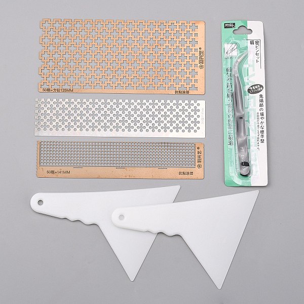 

PandaHall Diamond Painting Kit, with Stainless Steel Diamond Drawing Ruler Dot Drill Tool & Beading Tweezers and Plastic Scraper Tool...