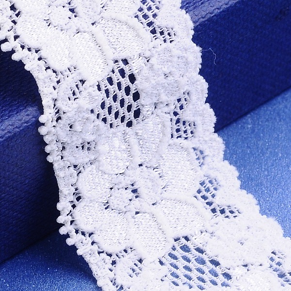 

PandaHall Stretchy Lace Trim Nylon String Threads for Jewelry Making, White, 1-1/8 inch(28mm), 100yards/roll(91.44m/roll) Nylon White