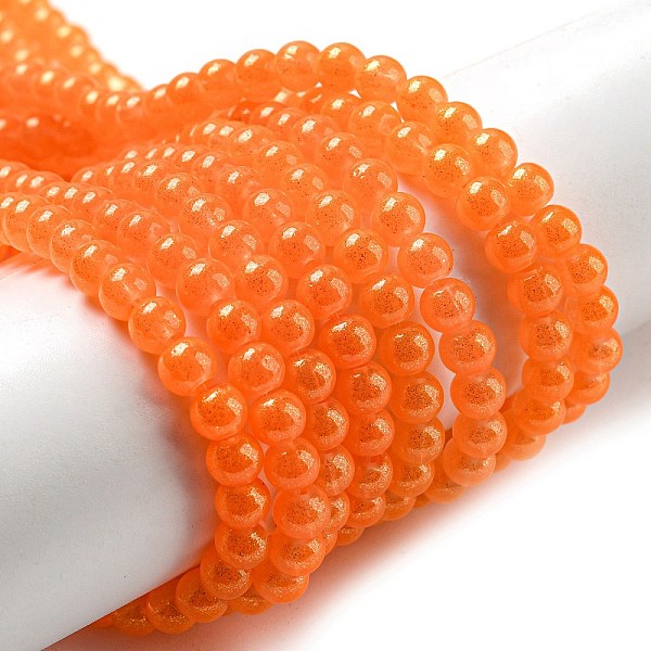 

PandaHall Spray Painted Glass Round Bead Strands, Coral, 4mm, Hole: 1.1~1.3mm, about 200pcs/strand, 31.4 inch Glass Round Red