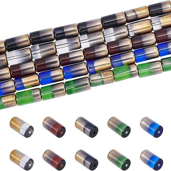 5 Strands 5 Colors Half Electroplate Glass Beads