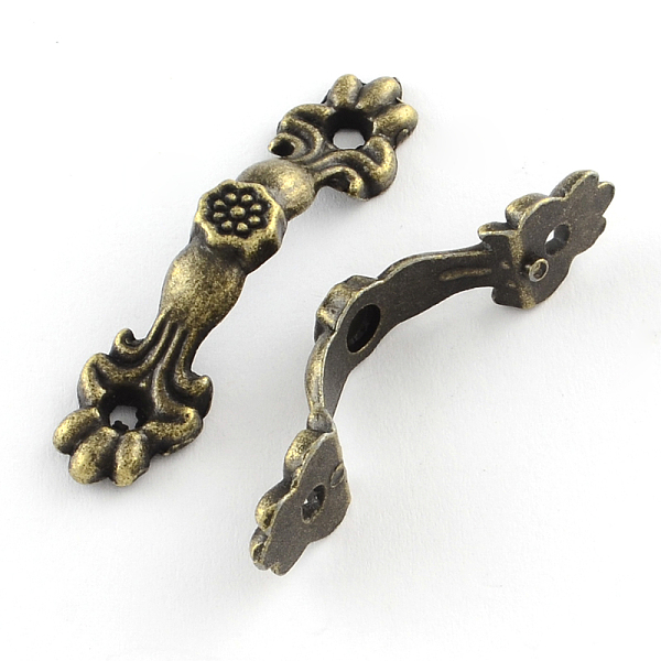

PandaHall Flower Wooden Box Pull Handle, Cabinet Door Handle Furniture Pull, Antique Bronze, 42x10x10mm, Hole: 2.5mm Alloy