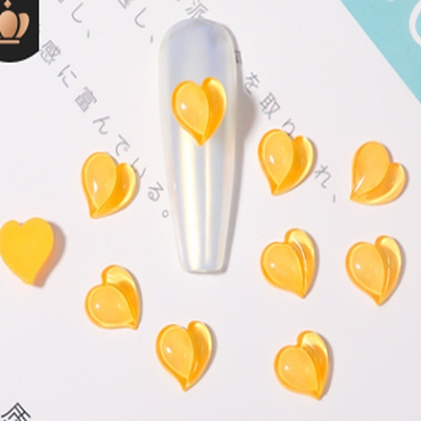 

PandaHall Nail Art Decoration Accessories, Resin, Heart, 8x8mm Resin Yellow