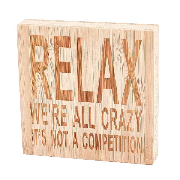 

PandaHall CREATCABIN Natural Wood Display Decorations, Carved, Square with Word, BurlyWood, 100x100x20mm Wood Square Orange