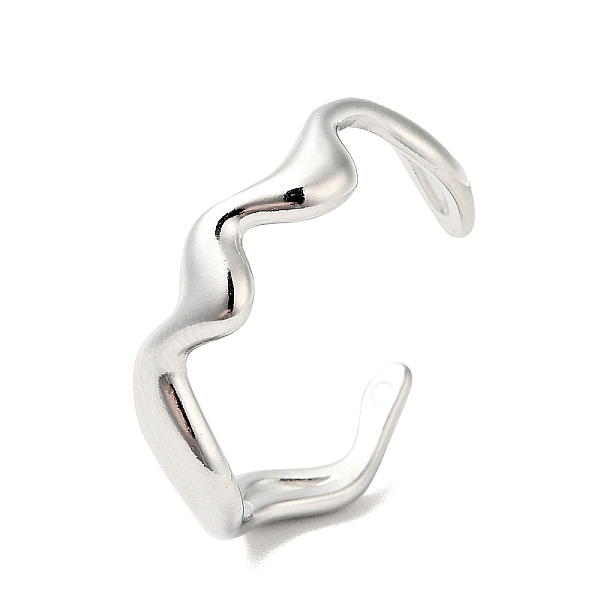 

PandaHall 304 Stainless Steel Wave Open Cuff Ring for Women, Stainless Steel Color, US Size 7(17.3mm) 304 Stainless Steel