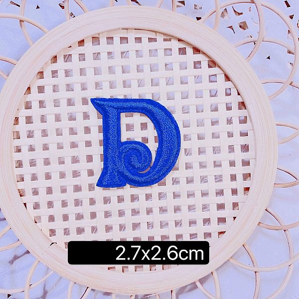 

PandaHall (Clearance Sale)Computerized Embroidery Cloth Self Adhesive Patches, Stick on Patch, Costume Accessories, Letter, Blue, D:27x26mm...