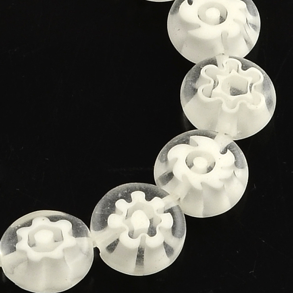 

PandaHall Handmade Millefiori Glass Bead Strands, Flat Round, White, 10x4mm, Hole: 1.2mm, about 40pcs/strand, 14.9 inch Millefiori Lampwork...