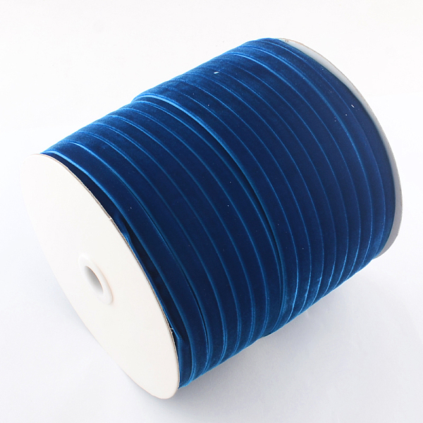 PandaHall 1/8 inch Single Face Velvet Ribbon, Medium Blue, 1/8 inch(3.2mm), about 200yards/roll(182.88m/roll) Velvet None Blue