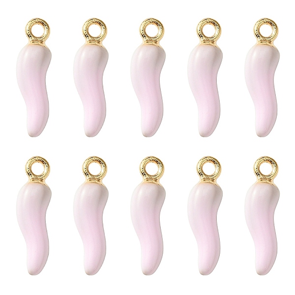 

PandaHall Alloy Enamel Pendants, Cadmium Free & Nickel Free & Lead Free, Light Gold, Hot Horn of Plenty/Italian Horn Cornicello Charms, Pink...