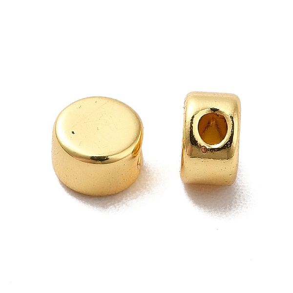 

PandaHall Rack Plating Brass Beads, Long-Lasting Plated, Flat Round, Golden, 4x2.5mm, Hole: 1.2mm Brass Flat Round