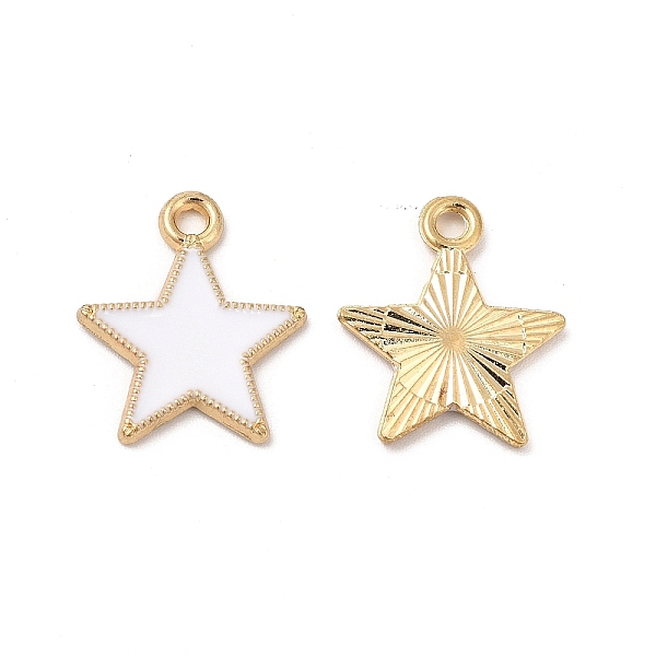 

PandaHall Alloy Enamel Pendants, Cadmium Free & Nickel Free & Lead Free, Star Charm, Golden, White, 18x15.5x1.5mm, Hole: 1.8mm Alloy+Enamel...