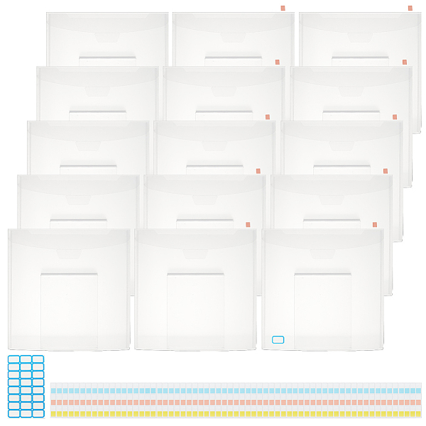 

PandaHall AHADERMAKER 15Pcs A5 Transparent Plastic Invoice Bag Files Folder, Small Bill Storage Bags, Square, 1 Sheet Waterproof Sticker..., Multicolor