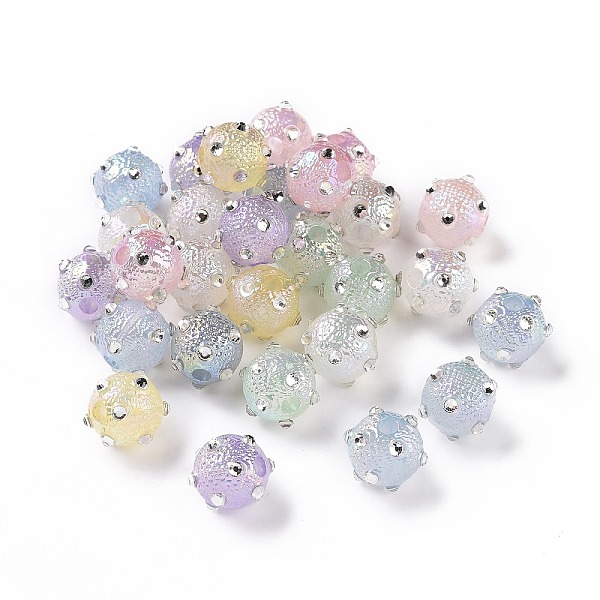 

PandaHall UV Plating Rainbow Iridescent Textured Acrylic Bumpy Beads, with Clear Acrylic Rhinestone, Round, Mixed Color, 17x14x13.5mm, Hole..., Multicolor
