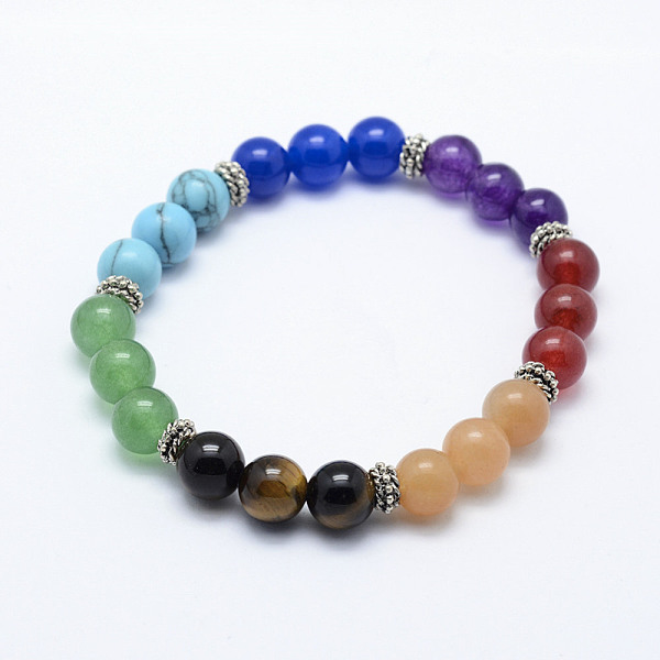 Natural/Synthetic Mixed Stone Beads Stretch Bracelets