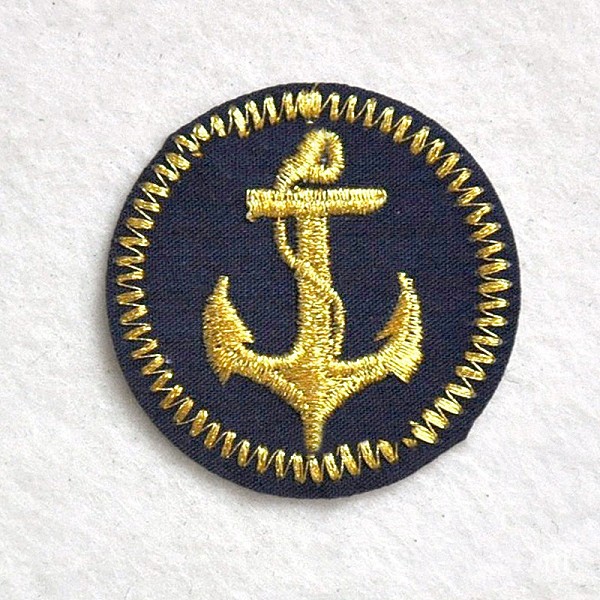 PandaHall Computerized Embroidery Cloth Iron on/Sew on Patches, Costume Accessories, Appliques, Flat Round with Anchor, Gold, 45mm Cloth...