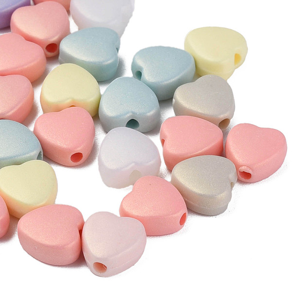 

PandaHall Spray Painted Acrylic Beads, Rubberized Style, Heart, Mixed Color, 8.5x8x4mm, Hole: 1.8mm, about 2500pcs/500g Acrylic Heart..., Multicolor