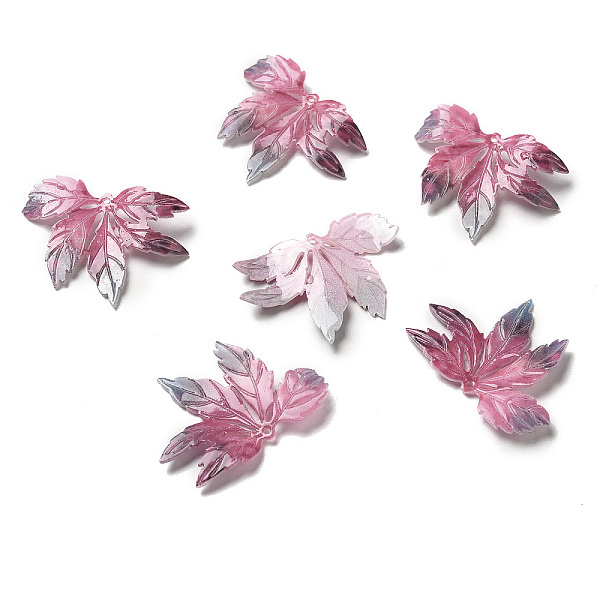 

PandaHall Acrylic Pendants, Leaf, Hot Pink, 26~28x36~38x3~4mm, Hole: 1~1.2mm Acrylic Leaf